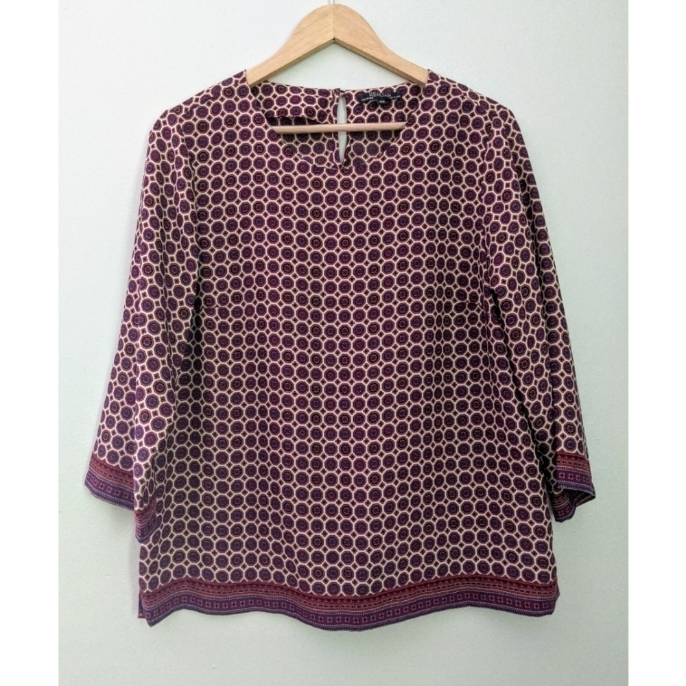 Renuar Boxy Geo Print Popover Top